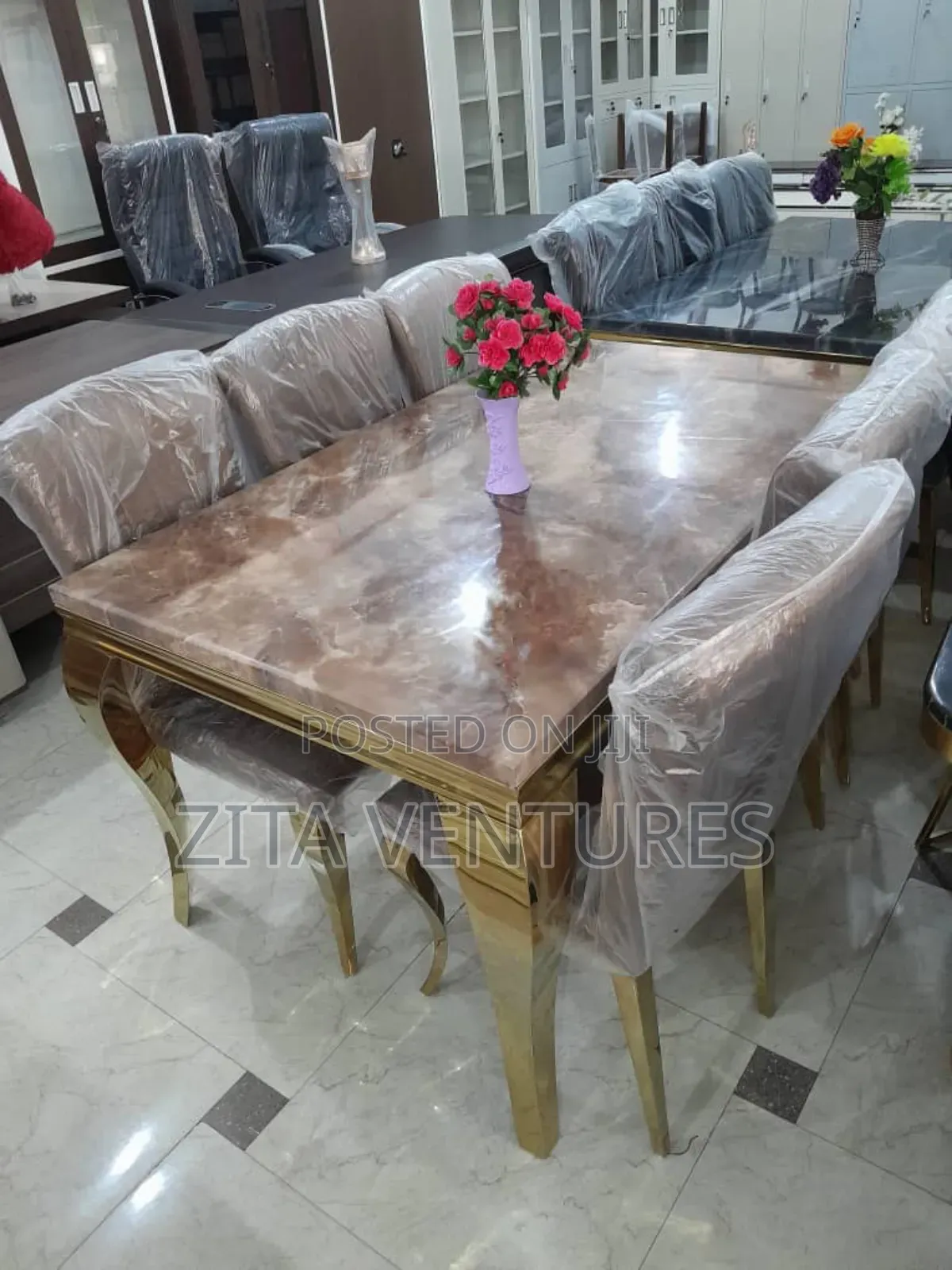 Bufffet Chairs and Marble Dinne Table