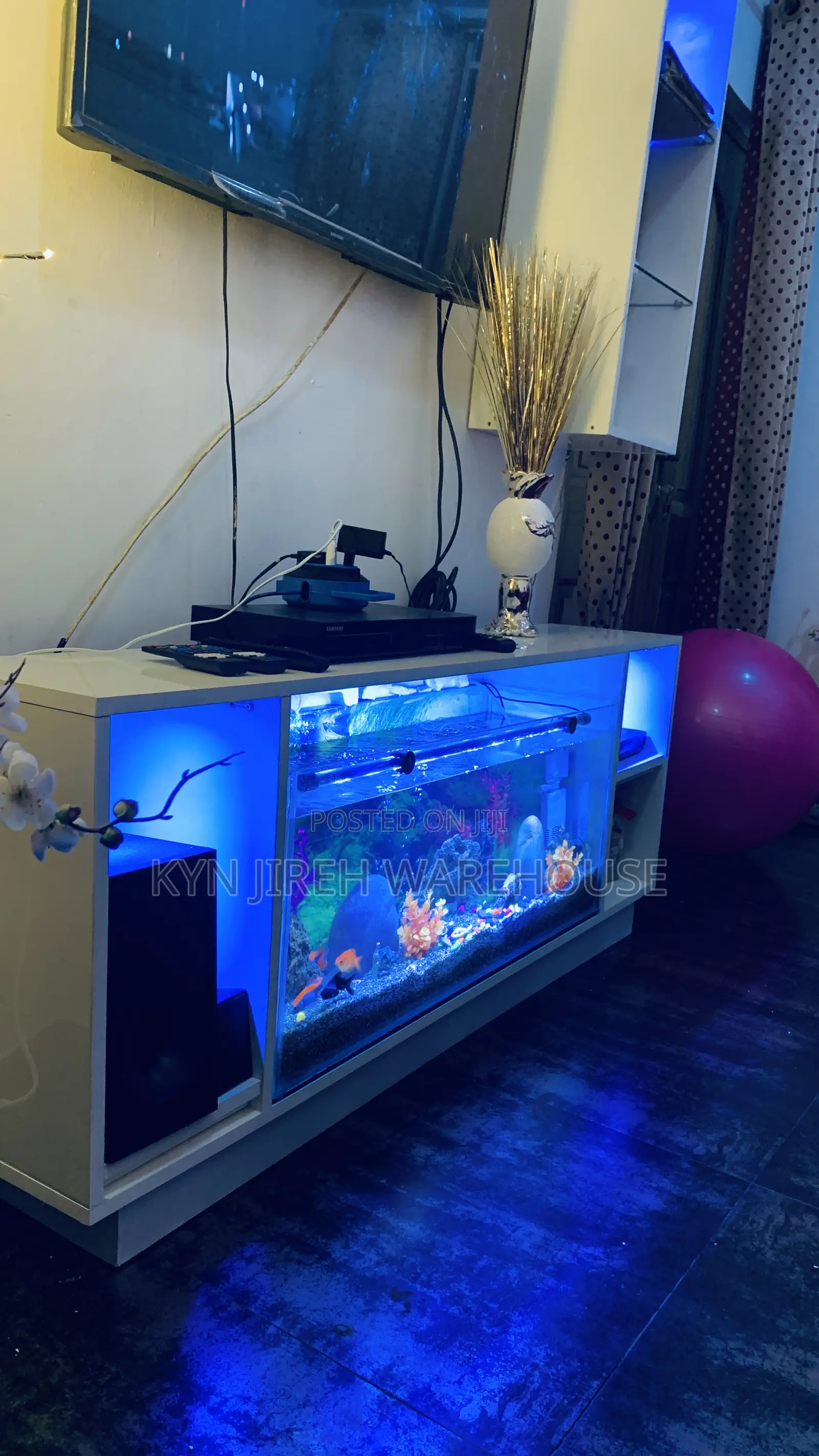 Tv Stand Aquarium With 10 Fishes