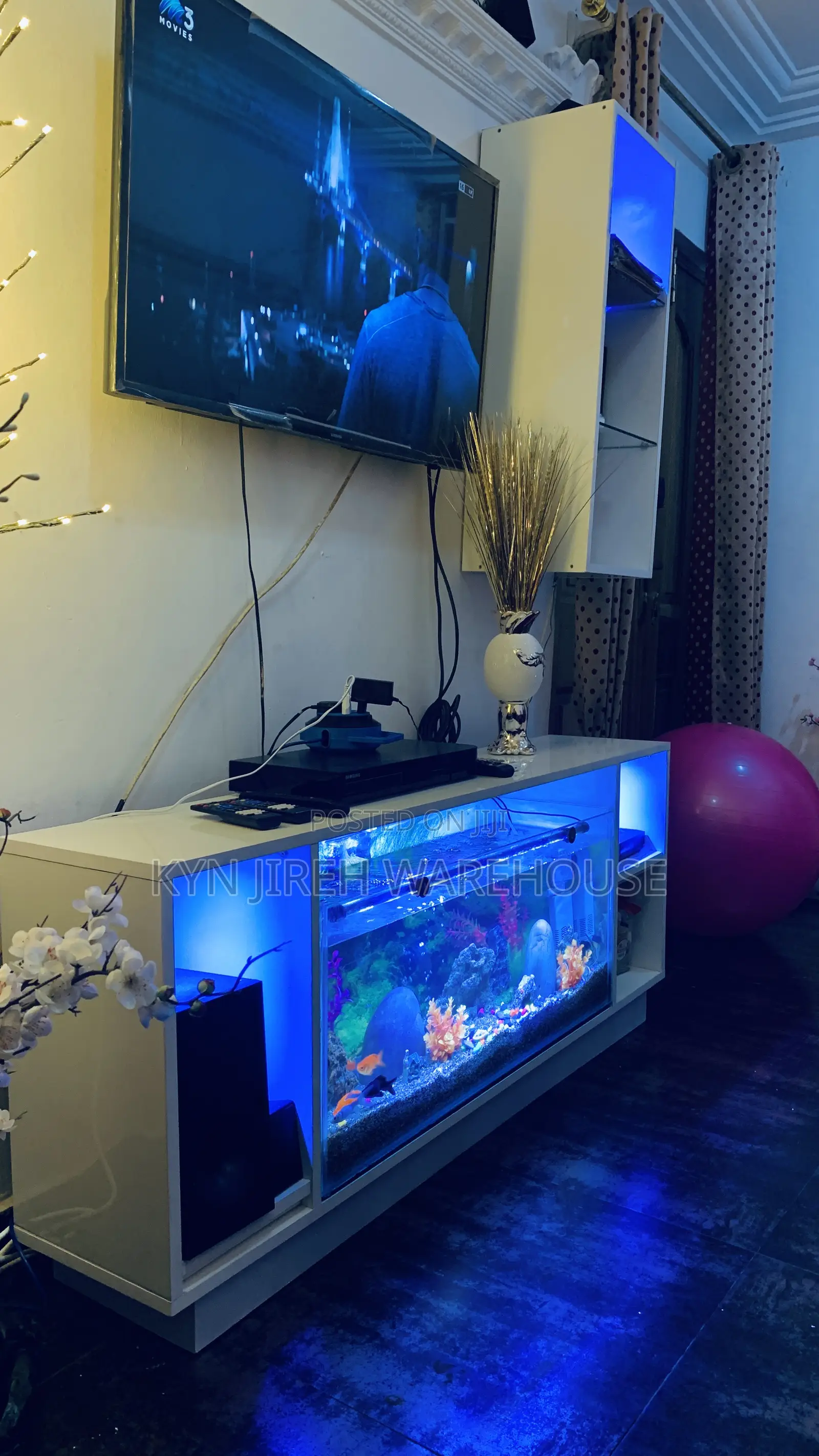 Tv Stand Aquarium With 10 Fishes