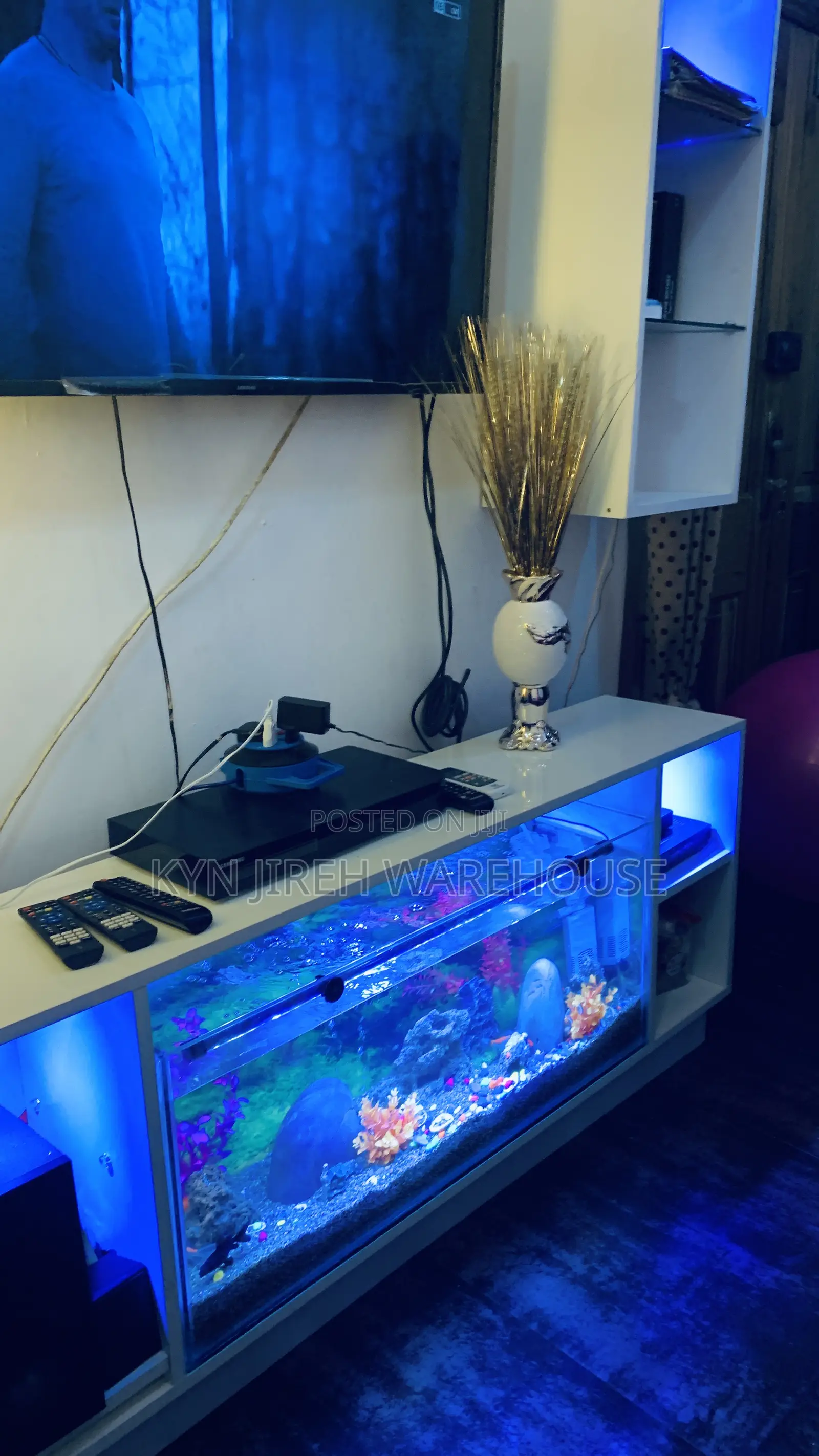 Tv Stand Aquarium With 10 Fishes