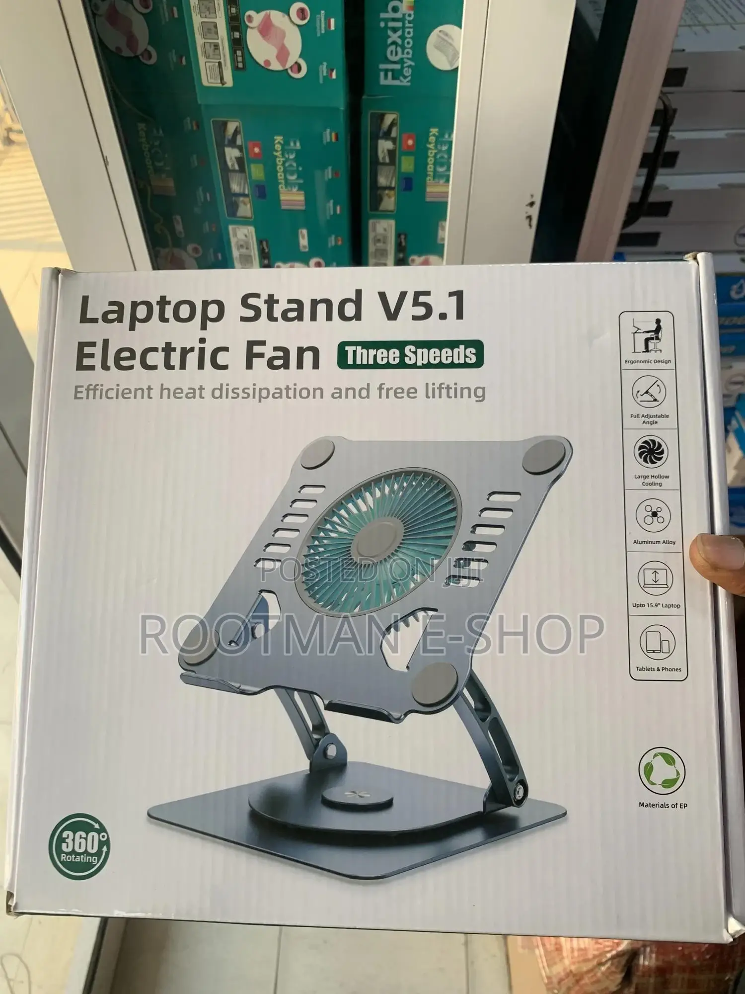 Laptop Stand With Electric Fan 2 in 1