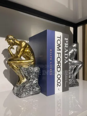 The Thinking Man Figurine in Grey Gold With Fauxbooks