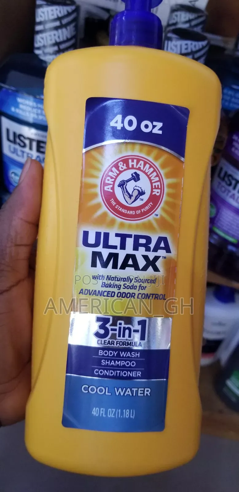 Arm Hammer Ultra Max 3 in 1 Cool Water Body Wash, 1.18L