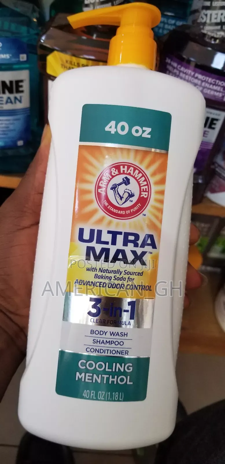 Arm Hammer Ultra Max 3 in 1 Cool Menthol Body Wash, 1.18L