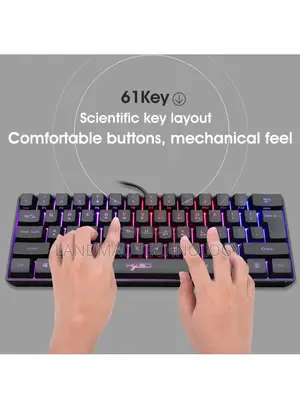61 Keys USB Wired Gaming Keyboard With Colorful Backlight Fo