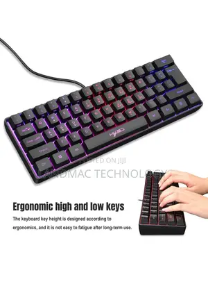 61 Keys USB Wired Gaming Keyboard With Colorful Backlight Fo