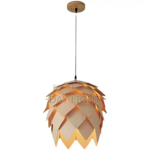 Wooden Brown Single E27 Pendant Light.