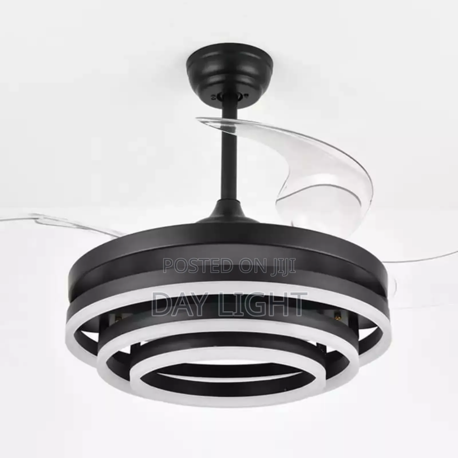 Black Ceiling Fan With Light. Remote Control.