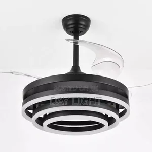 Black Ceiling Fan With Light. Remote Control.