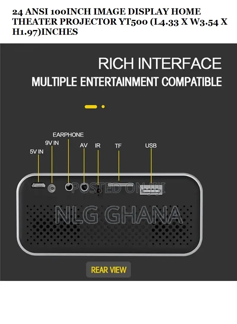 24 Ansi 100inch Image Display Home Theater Projector Yt500