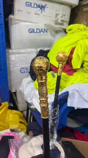 Fashion Royal Crown Walking Stick Black/Gold. NKRUMAH CIRCLE