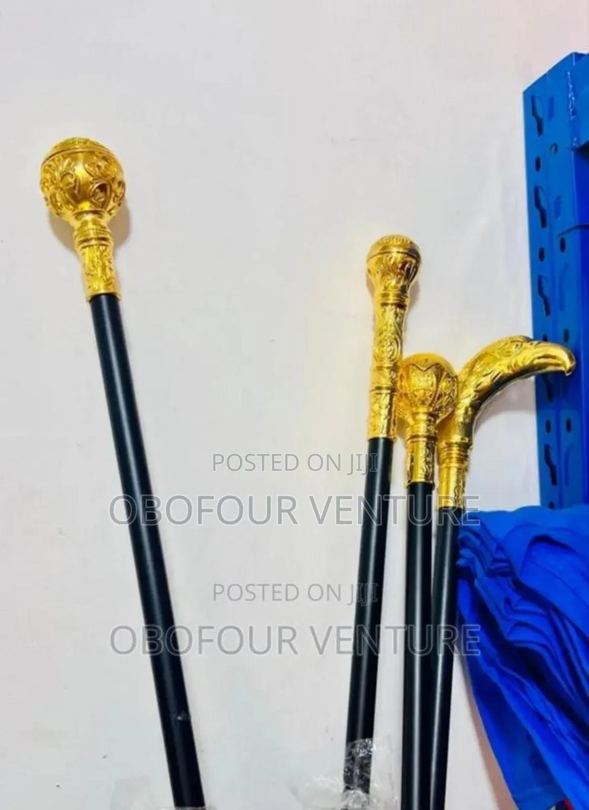 Fashion Royal Crown Walking Stick Black/Gold. NKRUMAH CIRCLE