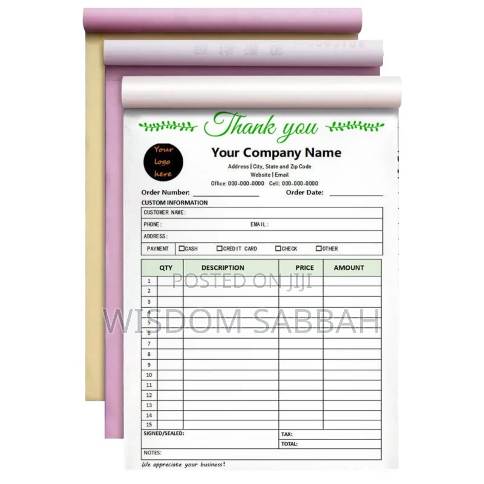 Printing of Books, Brochures, Receipts, Etc.