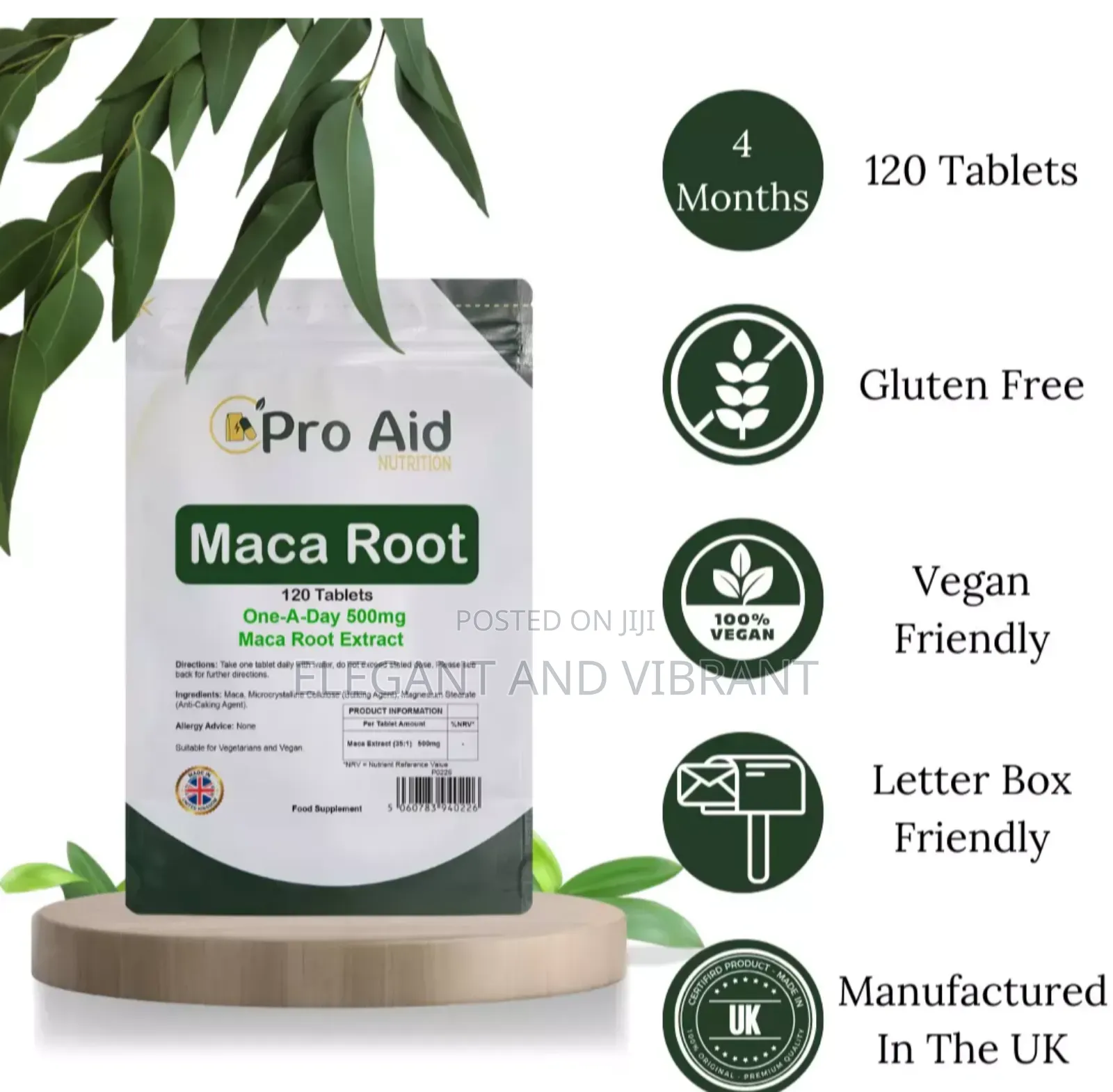 Maca Root 500mg High Strength Herbal Extract - 120 Tablets