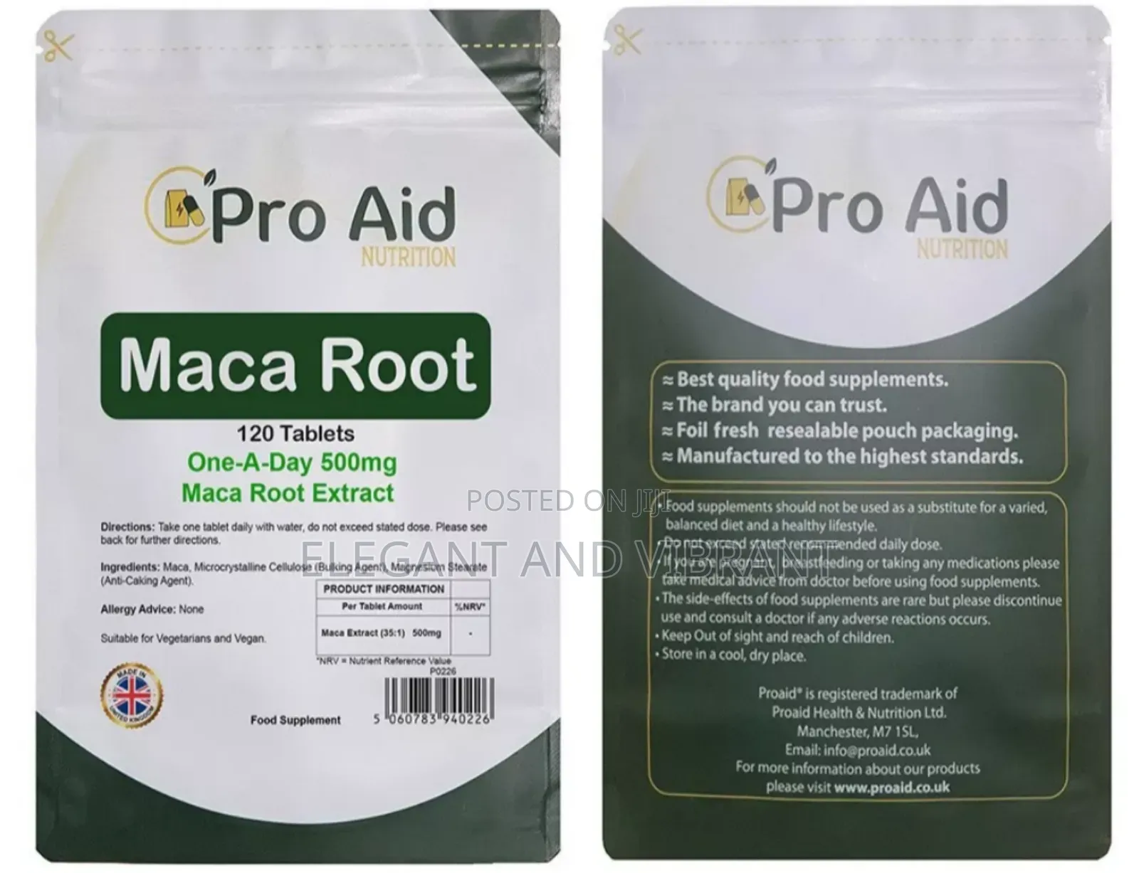 Maca Root 500mg High Strength Herbal Extract - 120 Tablets