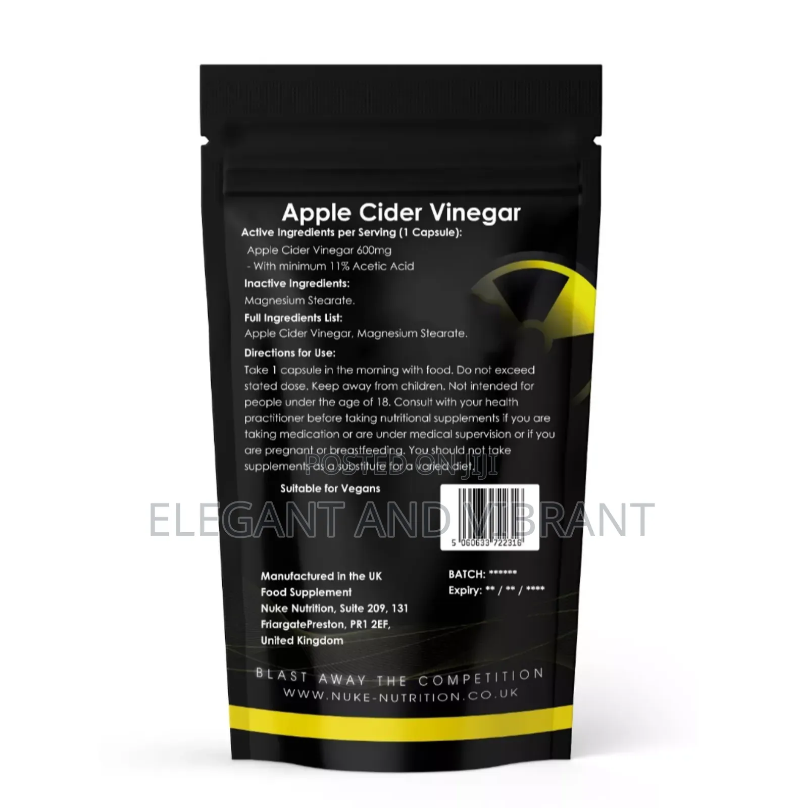 Apple Cider Vinegar Caps 600mg - ACV Mother Weight Loss X 60