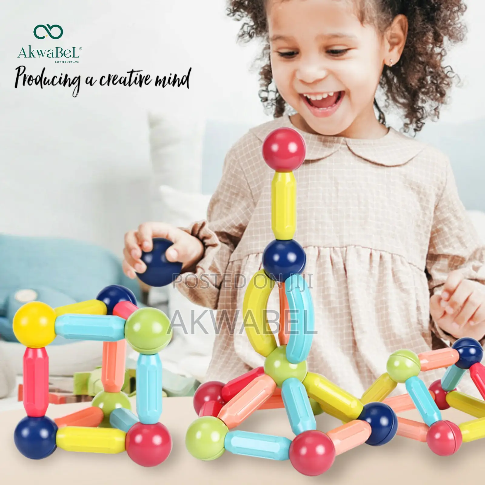 Kids Magnetic Building Toys (130pcs of Sticks and Balls)