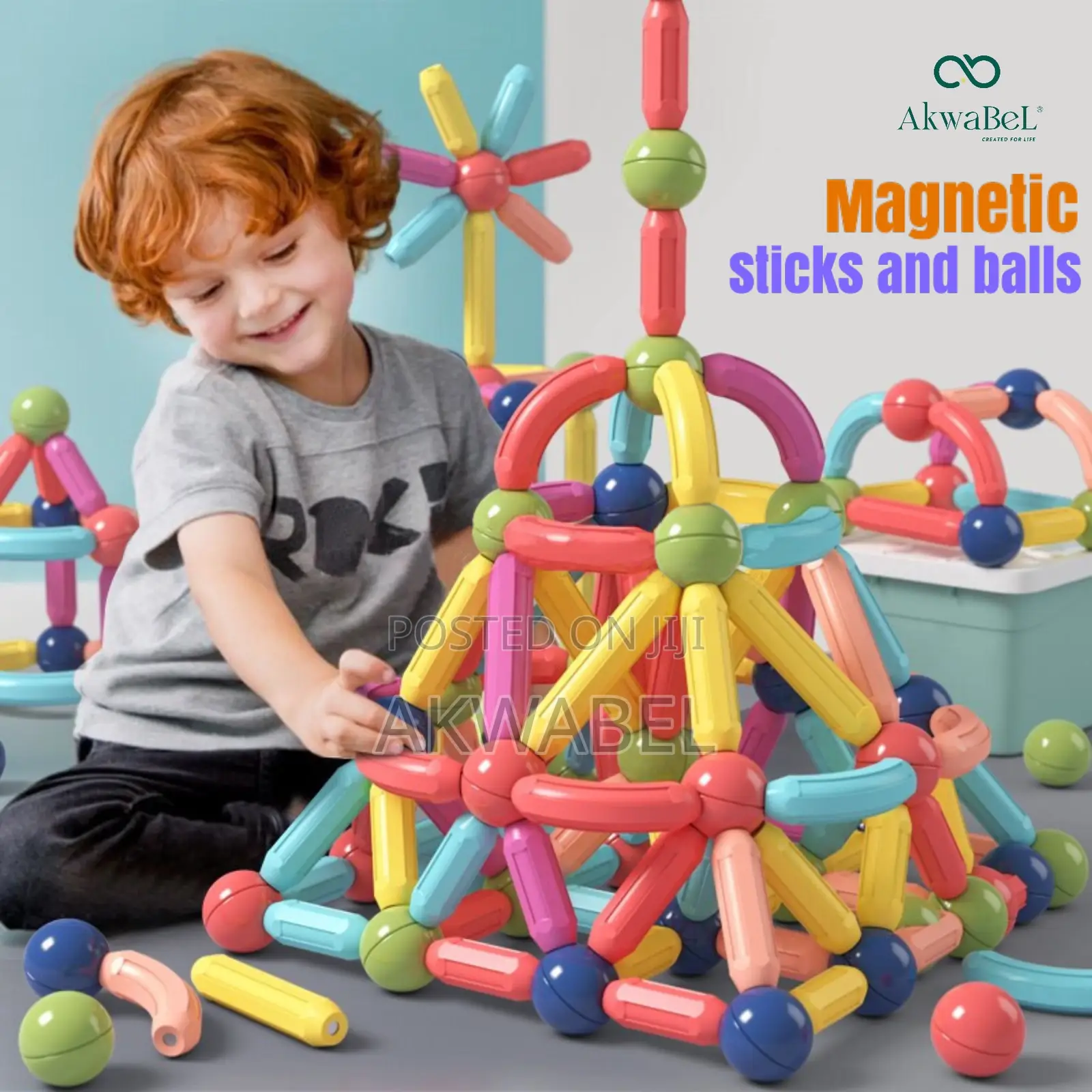 Kids Magnetic Building Toys (130pcs of Sticks and Balls)
