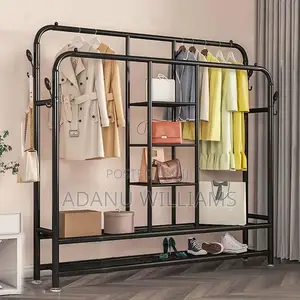 High Duty Quality Double Pole Clothes Organiser With Shelves