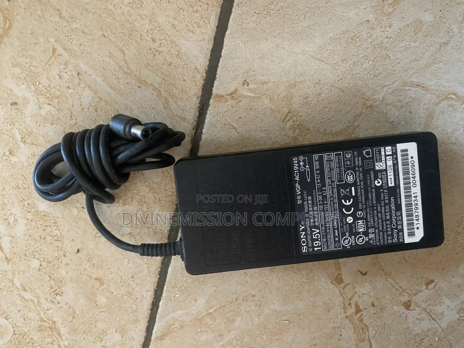 Sony Laptop/Tv Adapter 19.5v~6.2A (120w) Uk  Used Original