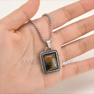 Black and Yellow Square Pendant Necklace