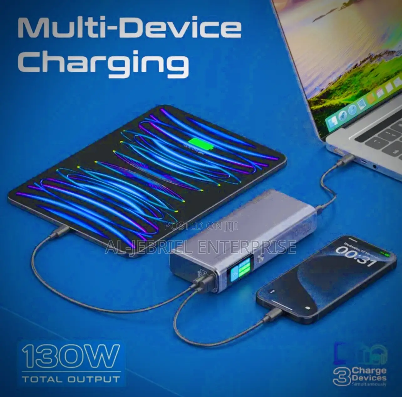Multi Device Charging Titan 130watts Promate Powerbank