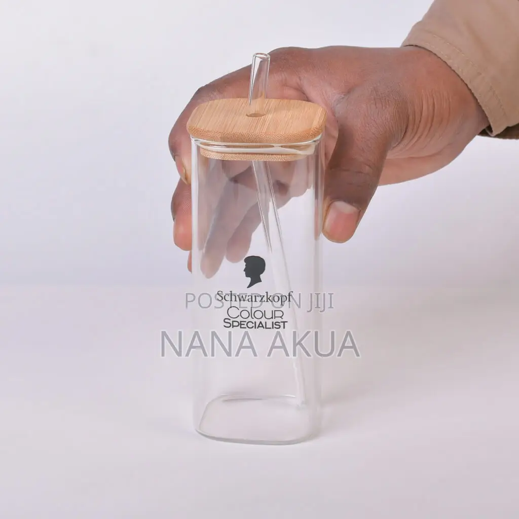 Customized Glass Mug With Wooden Lid