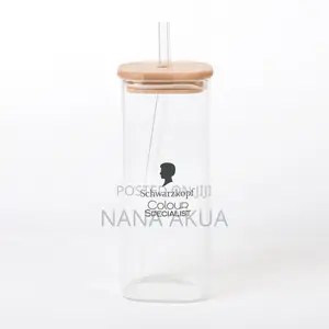 Customized Glass Mug With Wooden Lid