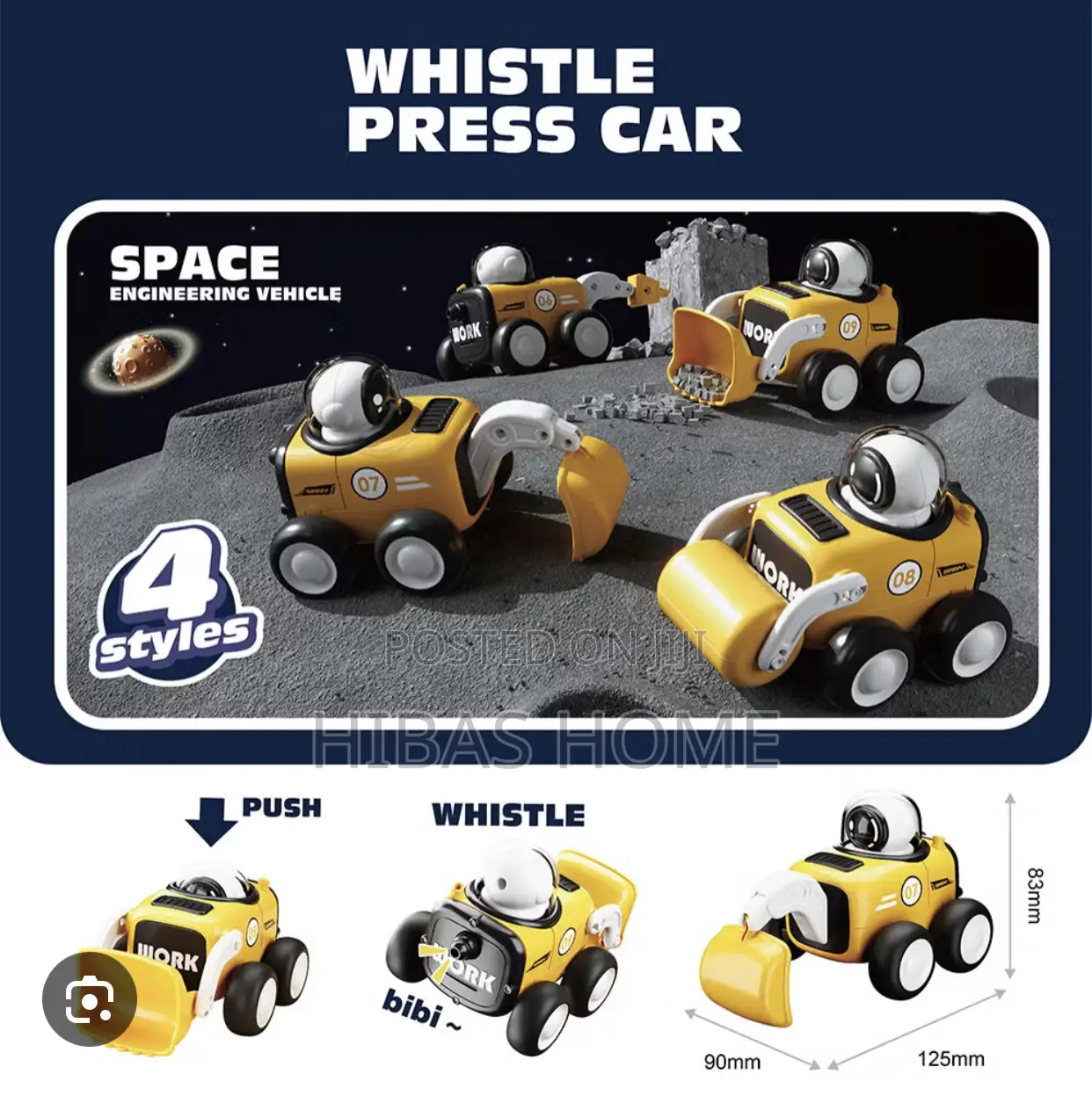 Whistle Press Car Astronaut Toy Push Car