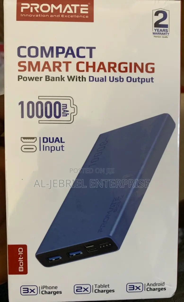 Promate Bolt 10 10000mah Dual USB LI-PO Power Bank