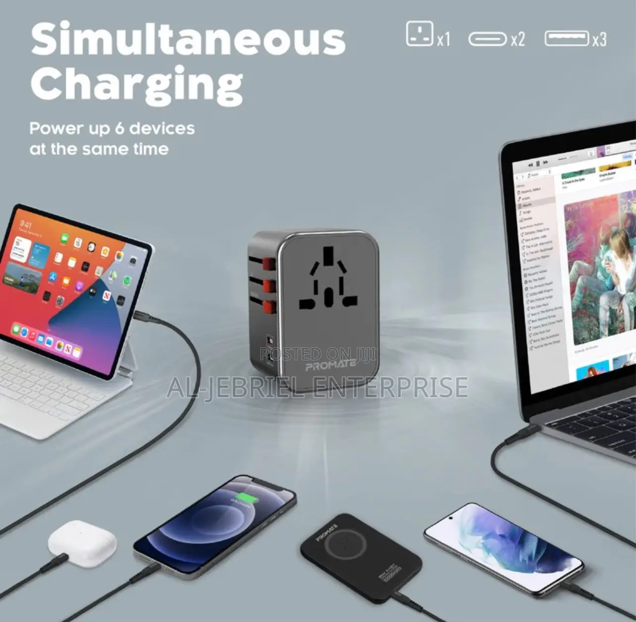 SIMULTANEOUS CHARGING PROMATE 36 Watts Travel Adapter