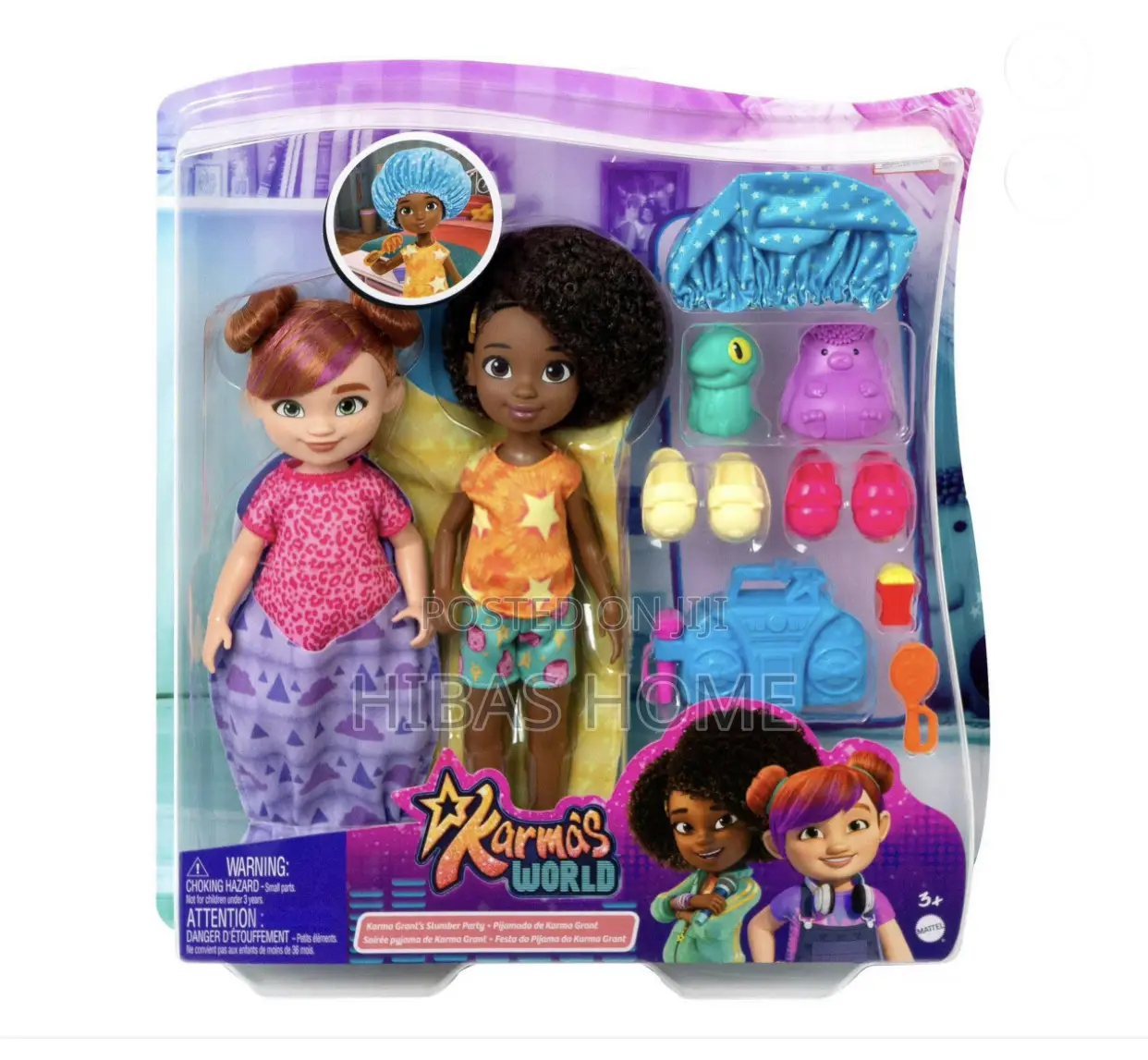 Karma's World Slumber Party, 15-Pieces 2 Dolls Accessories