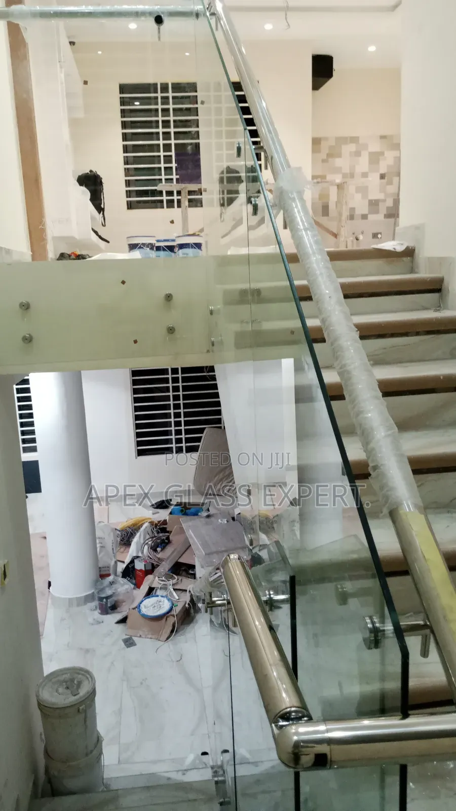 Bolted Staircase Balustrade With Railing Support System.