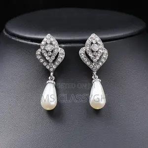 Crystal Imitation Pearl Wedding Necklace Earring Bridal Eleg