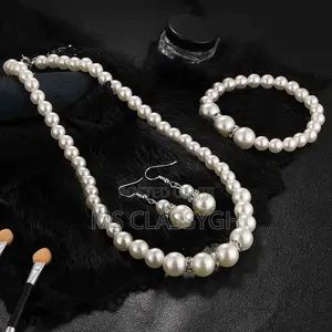Pearl Jewelry Set Simulated Pearl Double Layer Luxury Earrin