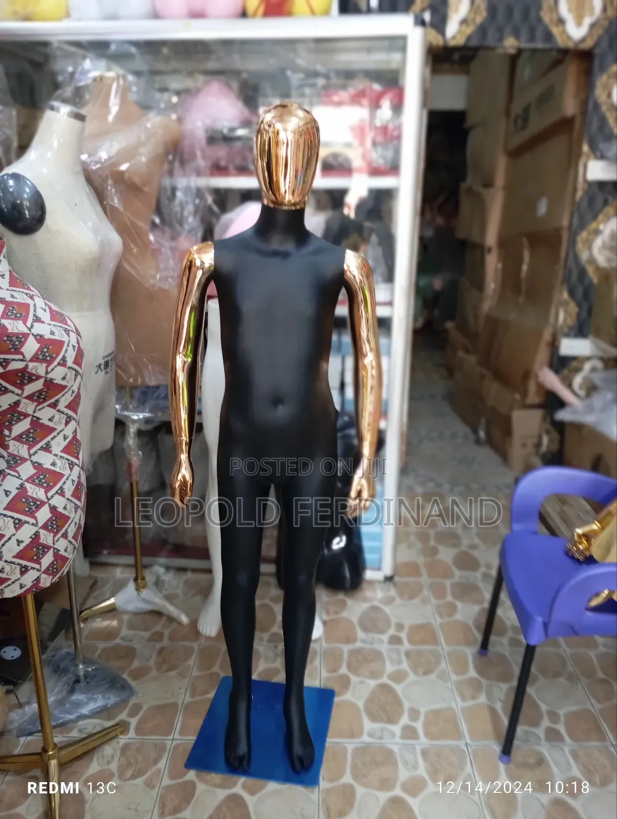 Adolescent Black Rose Gold Head and Hands Mannequins