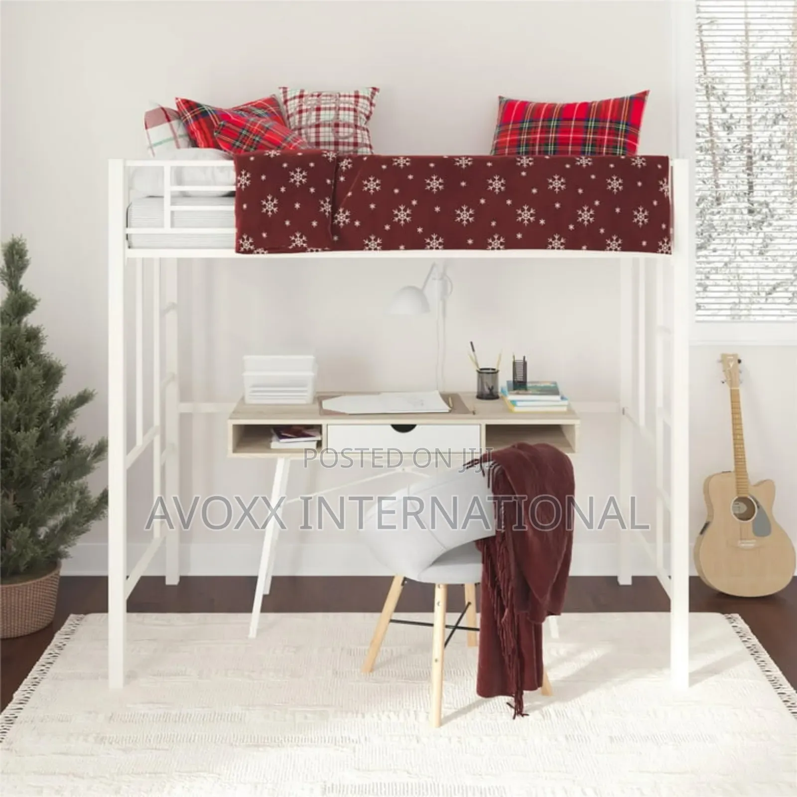 DHP Twin Metal Loft Bed, Off White/ 5410496WE