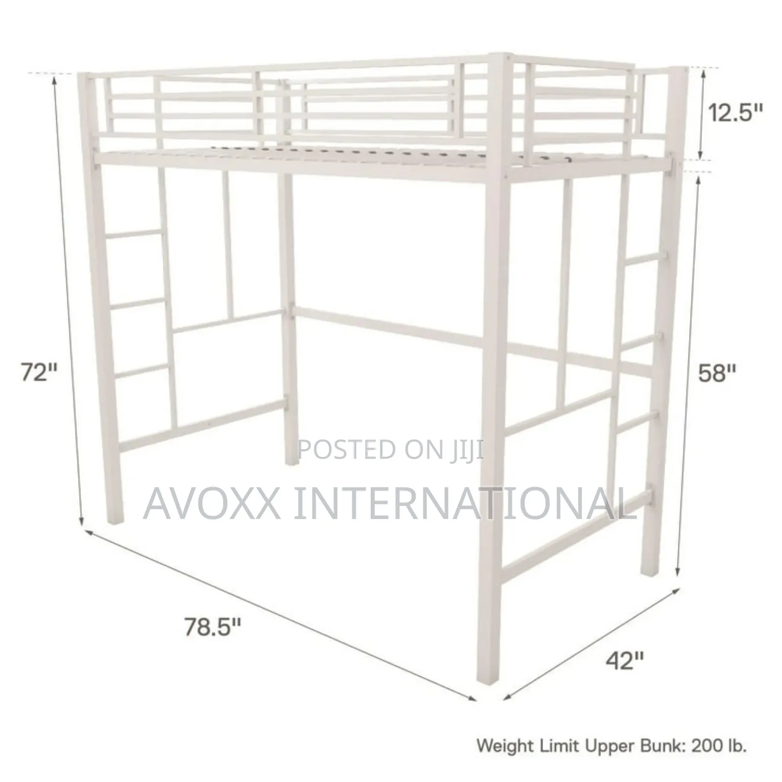 DHP Twin Metal Loft Bed, Off White/ 5410496WE