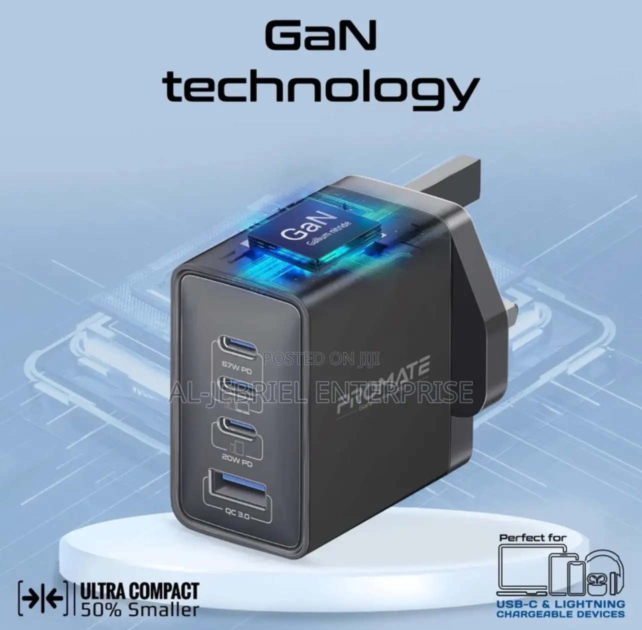 Promate 67W PD Ganfast Charger With 2 X 67WPD USB-C