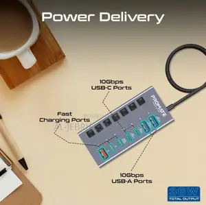 Promate Gegahub-10g UK 7 Port 10gbps USB-C Hub