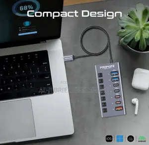 Promate Gegahub-10g UK 7 Port 10gbps USB-C Hub