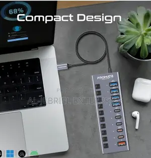Compact Design Promate Multiport Data and Charge Usb-C Hub