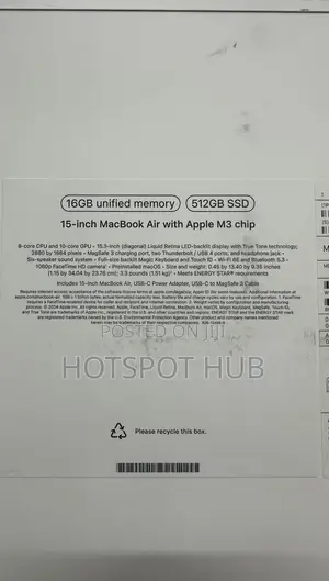New Laptop Apple MacBook Air 2024 M3 15-inch 16GB Apple M3 SSD 512GB