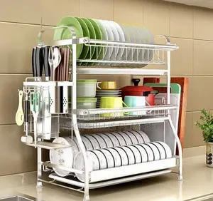 Silver Kitchen Organizer, Plates Holder / Drainer .