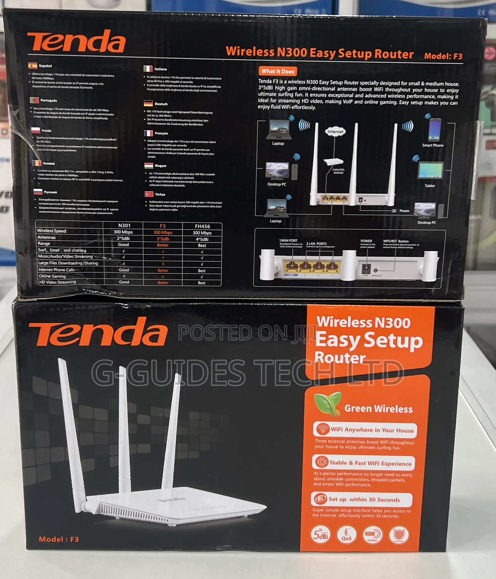 Tenda Wireless N300 Easy Setup Router F3