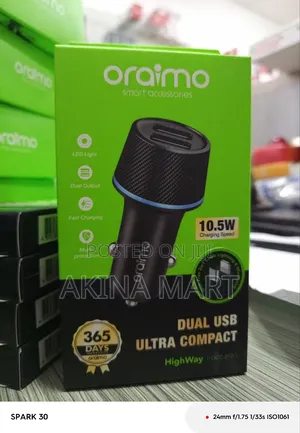 Oraimo Car Charger Dual USB Ultra 10.5 Charging Speed