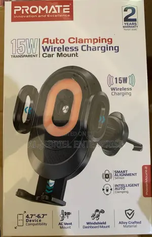 Promate Powermount-2 15W Transparent Motorized Phone Charger