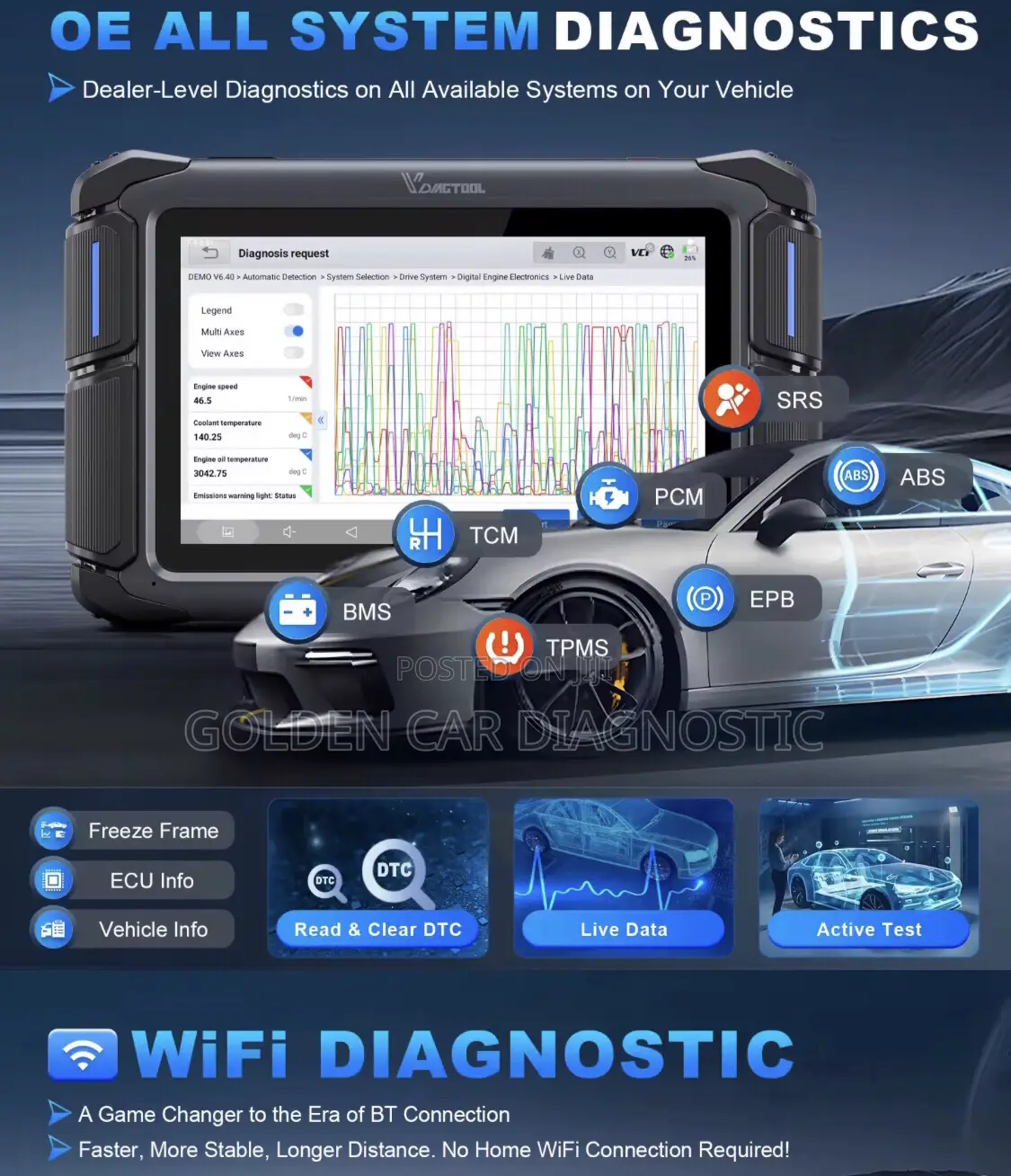 Vdiagtool Vd70s Bt. Obd2 Car Diagnostic Scanner