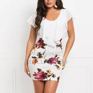 Hot Sale Fake Two-Piece Printed Slim Dress for Women