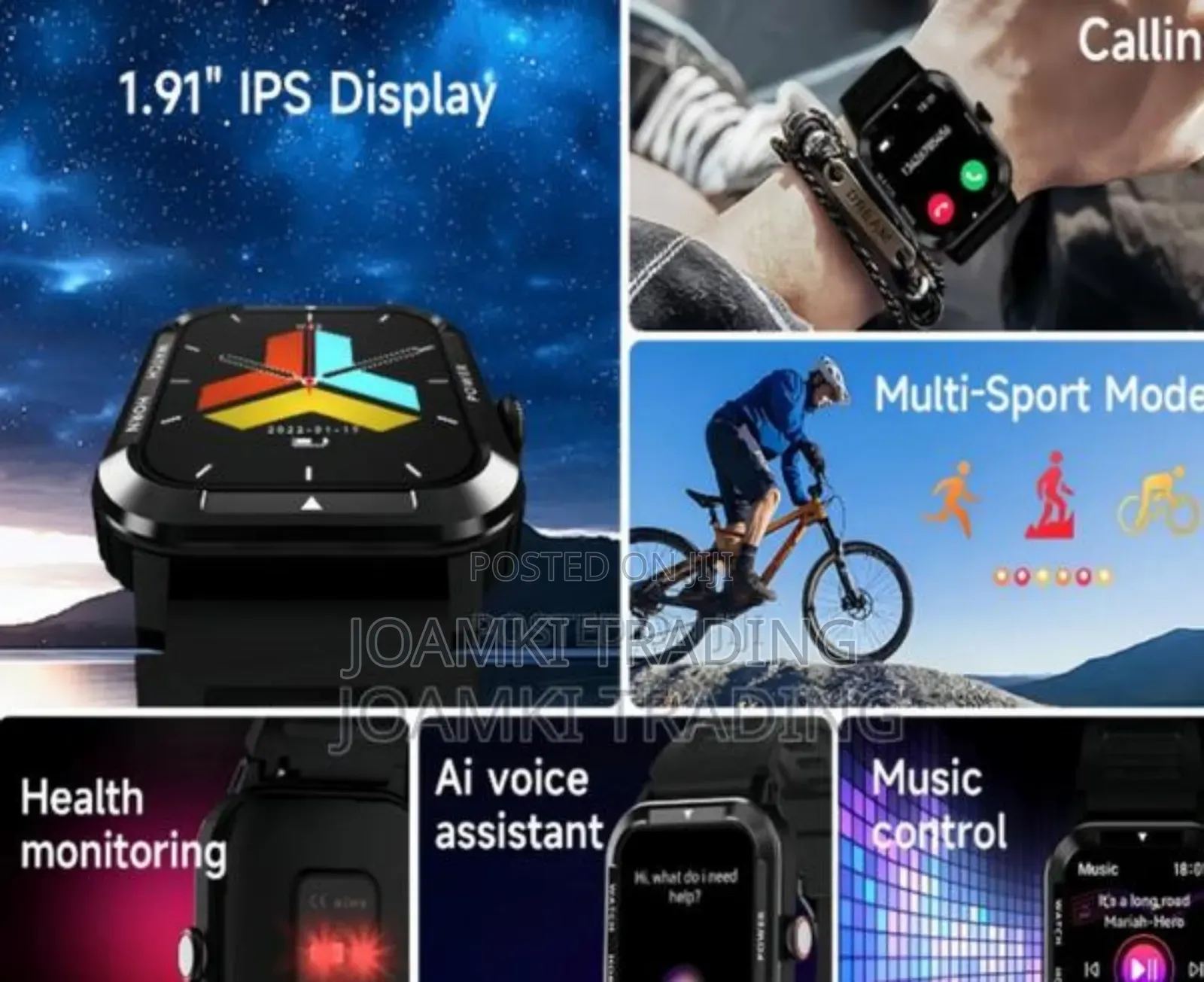 Rugged Smart Watch, Health Monitor, BT Call, IP68, Andr/Ios
